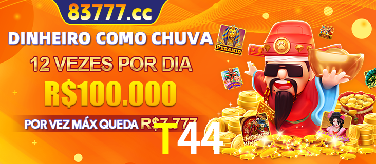 Banner do programa de recompensas Recomende para amigos do T44, detalhando os bônus por convidar amigos, com prêmios que chegam a R$288.888.